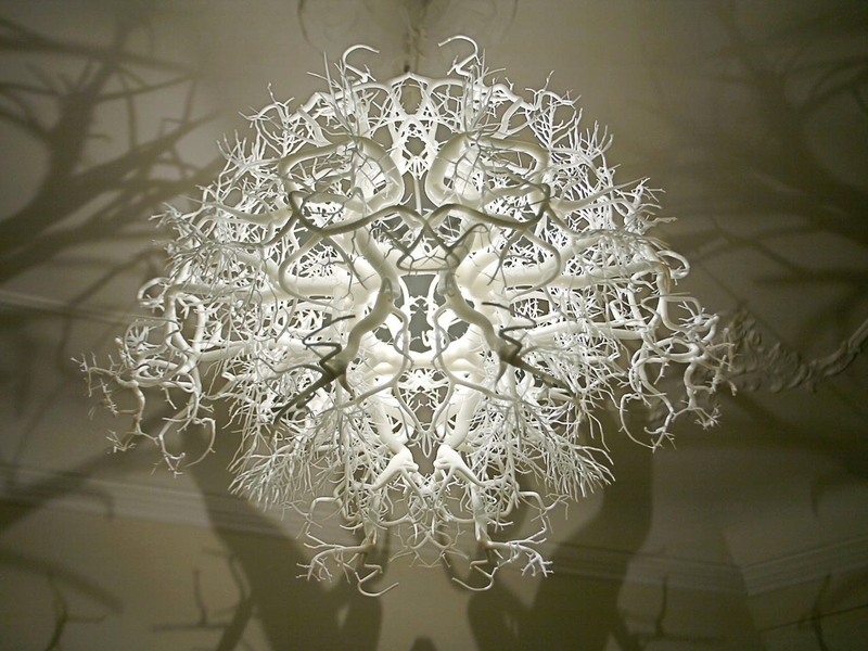 Illustration for article titled Chandelier casts a fantasy forest of shadows against the walls